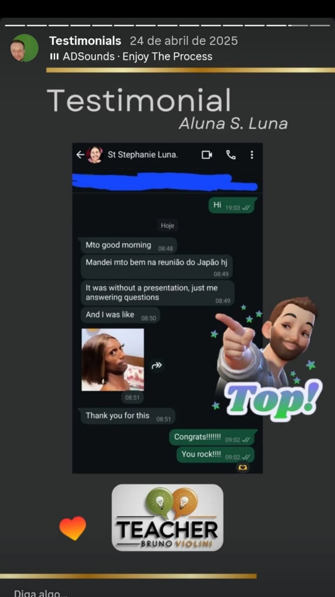 Depoimento de aluno 8